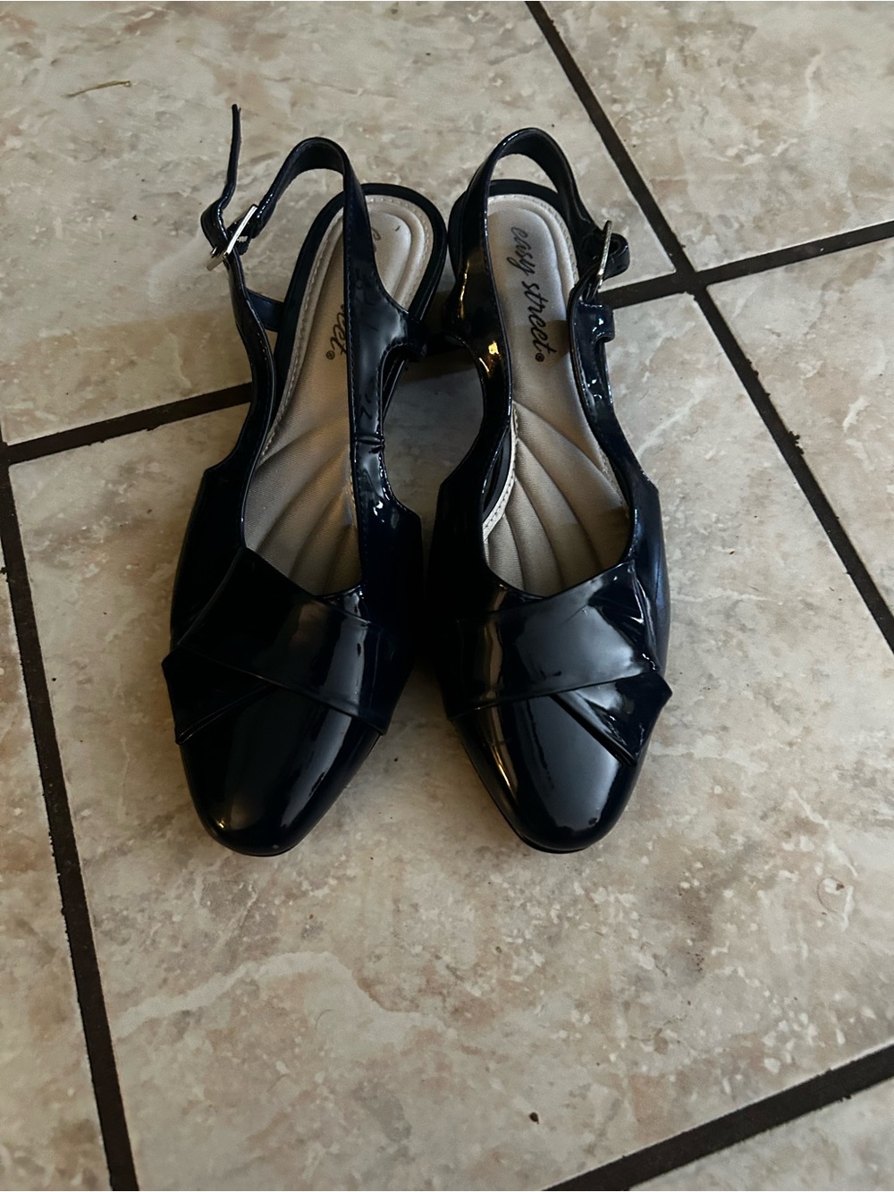 Classic blue  Low Block Heel Sandals - Women's Dress Heels